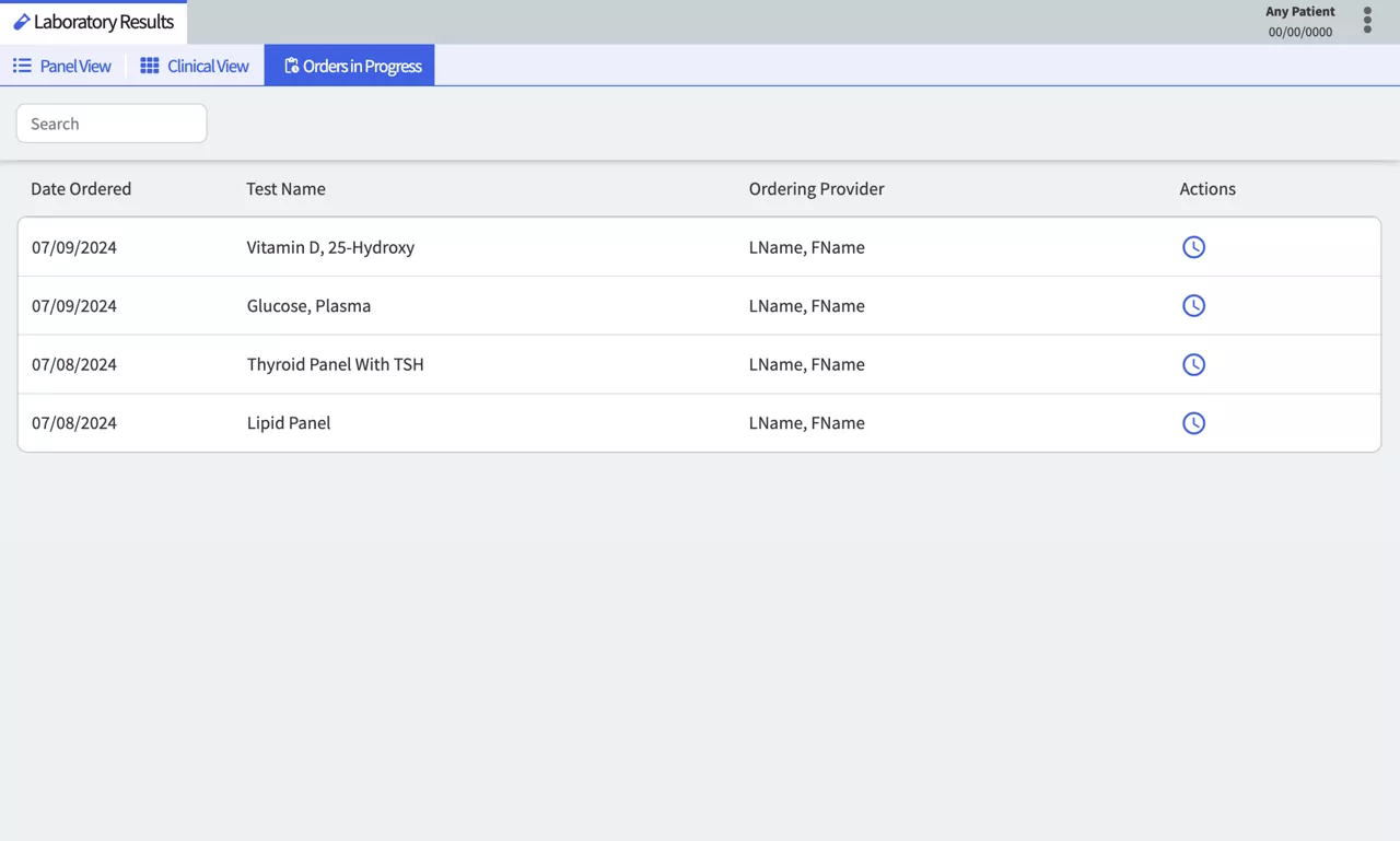 Orders in Process example table screenshot